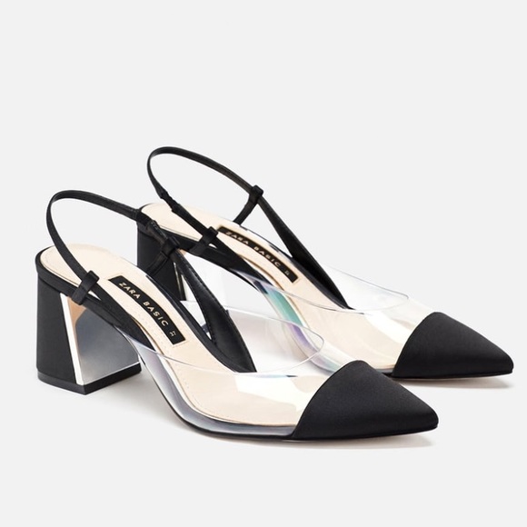 zara clear block heels